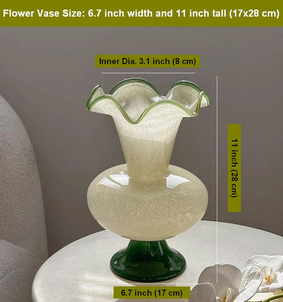 Bouquet Flower Vase, Vintage Glass Flower Vases, Water Holding Flower Vases, Glass Bud Vases, Handmade Flower Vases on Table-HomePaintingDecor