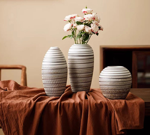 Modern Bouquet Flower Vases, Centerpiece on Dining Table, Large Flower Vase on Table, Handmade Pottery Flower Vases Urn, Water Holding Flower Vases-HomePaintingDecor