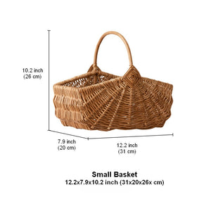 Large Picnic Food Basket with Handle, Natural Hand-woven Wicker Storage Basket, Lovely Willow Weaving Baskets for Vegetable, Natural Fruit Basket, Kitchen Storage Baskets-HomePaintingDecor