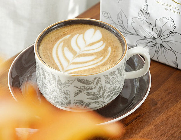 Vintage Porcelain Tea Cup Saucer Set, 8 oz British Tea Cup and Saucer in Gift Box, Royal Ceramic Cups, Elegant Ceramic Coffee Cups-HomePaintingDecor