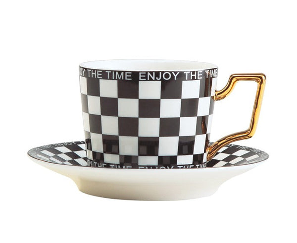 Creative Ceramic Coffee Cups for Office, Beautiful British Tea Cups, Creative Porcelain Tea Cup Saucer Set, 6.8 oz Tea Cup and Saucer in Gift Box as Birthday Gift-HomePaintingDecor