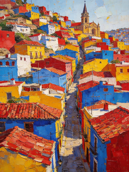 Original Landscape Art, Guanajuato's Luminous Landscape, Small Oil Paintings, Hand Painted Canvas Art, Buy Paintings Online, Landscape Paintings-HomePaintingDecor