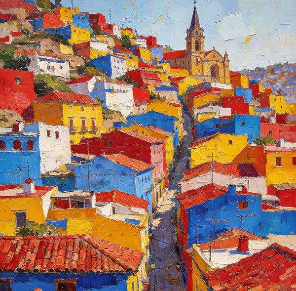 Original Landscape Art, Guanajuato's Luminous Landscape, Small Oil Paintings, Hand Painted Canvas Art, Buy Paintings Online, Landscape Paintings-HomePaintingDecor