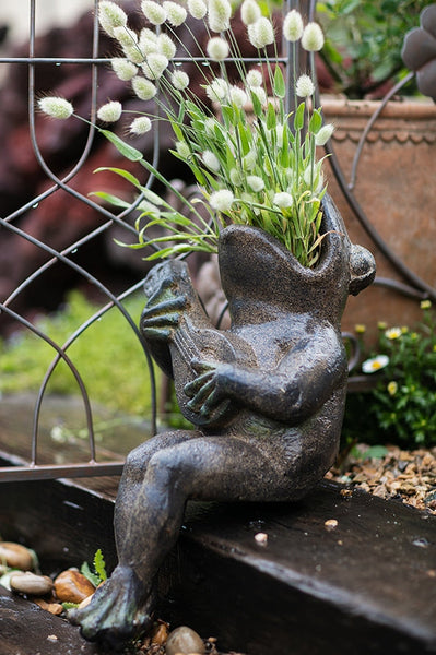 Garden Animal Statues, Unique Modern Garden Sculptures, Frog Flowerpot for Garden Decoration, Beautiful Cute Frog Statues, Creative Villa Outdoor Gardening Ideas-HomePaintingDecor