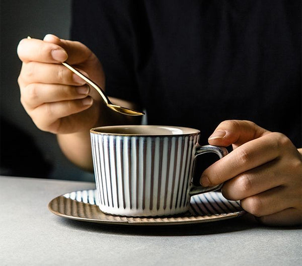 Coffee Cup and Saucer Set, Pottery Coffee Cups, Cappuccino Coffee Mug, Ceramic Coffee Cups, Coffee Cup for Sale, Tea Cup, White / Green / Blue / Yellow
