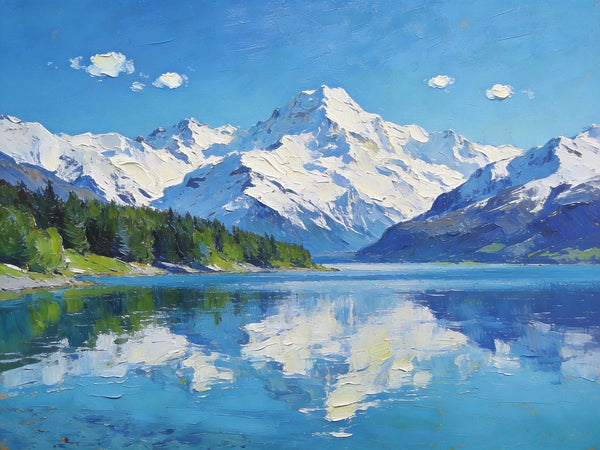 Mountain Reflecting Lake Beauty, Hand Painted Canvas Art, Landscape Oil Paintings, Canvas Wall Art for Living Room, Buy Original Paintings, Small Oil Paintings-HomePaintingDecor