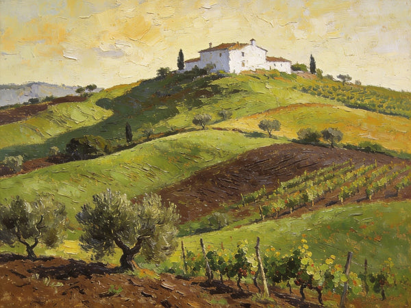 Original Landscape Paintings, Tuscan Hillside Charm, Canvas Wall Art Paintings, Hand Painted Canvas Art, Original Oil Paintings, Buy Canvas Paintings Online-HomePaintingDecor