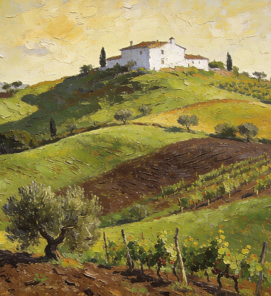 Original Landscape Paintings, Tuscan Hillside Charm, Canvas Wall Art Paintings, Hand Painted Canvas Art, Original Oil Paintings, Buy Canvas Paintings Online-HomePaintingDecor
