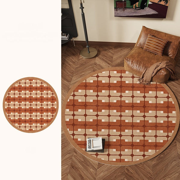 Abstract Contemporary Round Rugs, Modern Rugs under Coffee Table, Modern Rugs for Dining Room, Geometric Modern Rugs for Bedroom-HomePaintingDecor