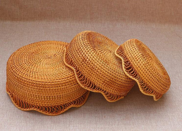 Round Storage Basket, Rattan Storage Basket for Shelves, Kitchen Storage Baskets, Woven Storage Baskets for Dining Room-HomePaintingDecor