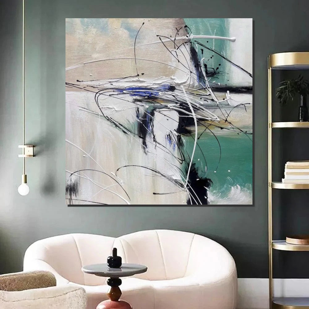 Large Abstract Acrylic Painting, Oversized Modern Wall Art, Handmade Canvas Artwork, Original Palette Knife Texture