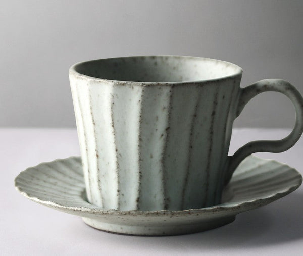 Handmade Pottery Coffee Cup, Creative Ceramic Coffee Cup with Saucer, Unique Tea Cup and Saucer, Modern Tea Cup Set for Traditional Afternoon Tea-HomePaintingDecor