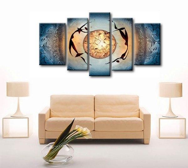 Abstract Figure Painting, African Girl Painting, 5 Piece Canvas Painting, Woman Painting-HomePaintingDecor