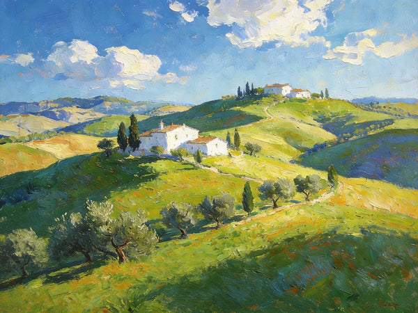 The Rolling Hills of Tuscany, Canvas Wall Art Paintings, Hand Painted Canvas Art, Original Landscape Paintings, Original Oil Paintings, Buy Canvas Paintings Online-HomePaintingDecor