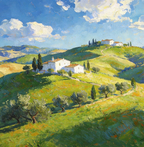 The Rolling Hills of Tuscany, Canvas Wall Art Paintings, Hand Painted Canvas Art, Original Landscape Paintings, Original Oil Paintings, Buy Canvas Paintings Online-HomePaintingDecor
