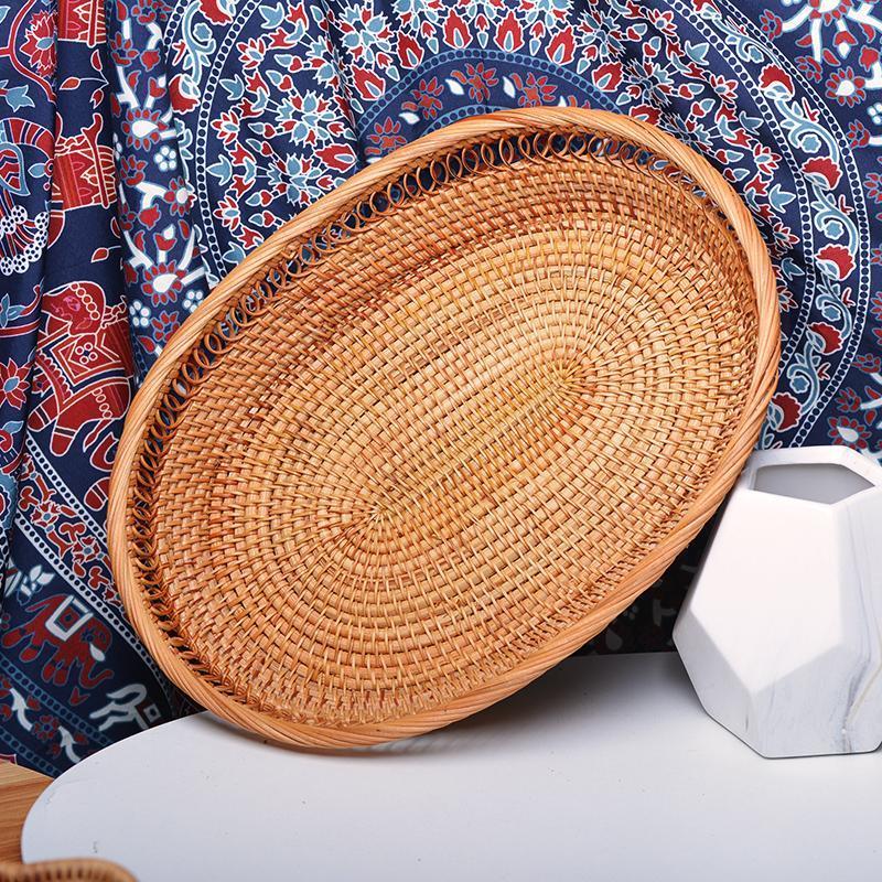Rattan Storage Basket for Pantry, Round Storage Basket, Storage Baskets for Kitchen, Woven Storage Basket for Dining Room-HomePaintingDecor
