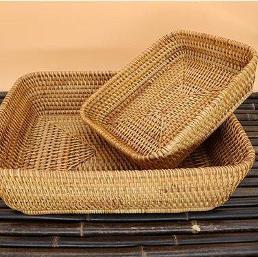 Small Rattan Storage Baskets, Storage Baskets for Shelves, Kitchen Storage Basket, Woven Storage Baskets for Bathroom-HomePaintingDecor