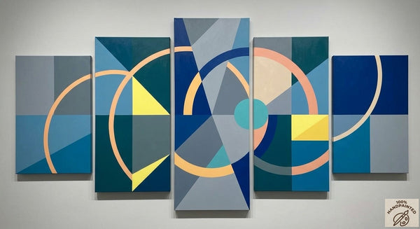 Contemporary Canvas Painting, Geometric Modern Art, Colorful Abstract Paintings, Hand Painted Acrylic Art-HomePaintingDecor