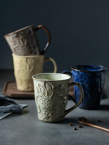 Brown Ceramic Coffee Mug, Large Capacity Coffee Cups, Anniversary Gifts, Stoneware Coffee Mugs, Handmade Pottery Coffee Mug-HomePaintingDecor