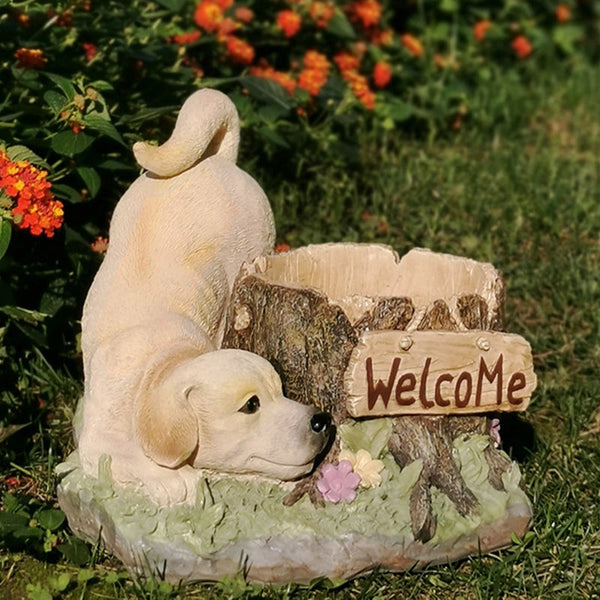 Large Dog Flowerpot, Unique Resin Statue for Garden, Villa Outdoor Decor Gardening Ideas, Creative Modern Statue for Garden Ornaments-HomePaintingDecor
