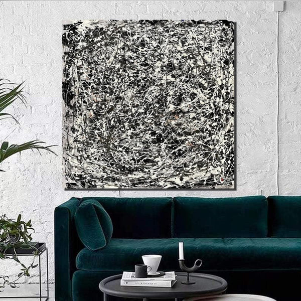 Modern Paintings for Dining Room, Hand Painted Wall Painting, Abstract Canvas Painting, Extra Large Abstract Artwork, Black Abstract Canas Art-HomePaintingDecor