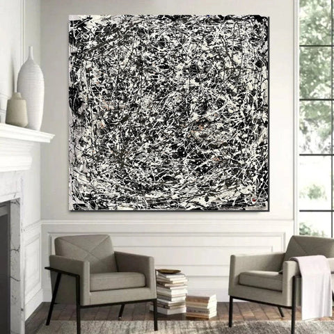 Modern Paintings for Dining Room, Hand Painted Wall Painting, Abstract Canvas Painting, Extra Large Abstract Artwork, Black Abstract Canas Art-HomePaintingDecor