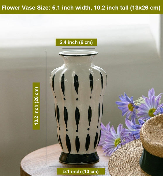 Modern Flower Vases on Table, Porcelain Flower Vases, Water Holding Flower Vases, Handmade Bouquet Ceramic Vases-HomePaintingDecor
