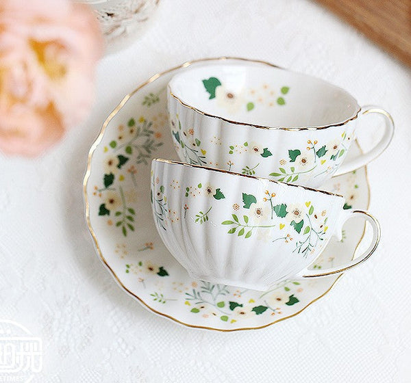 Unique Ceramic Coffee Cups, Creative Porcelain Tea Cup Saucer Set, Traditional English Tea Cup and Saucer, Afternoon British Tea Cups-HomePaintingDecor