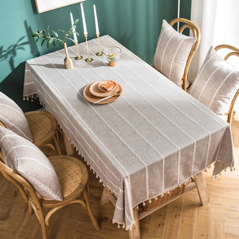 Cotton and Linen Tablecloths, Kitchen Rectangular Table Covers, Rectangular Tablecloth for Oval Table, Farmhouse Table Cloths for Dining Room-HomePaintingDecor