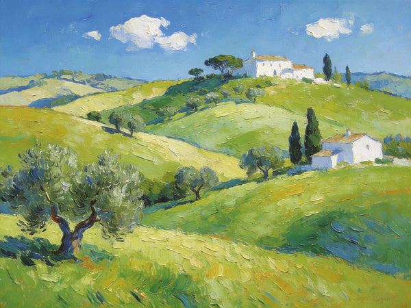 The Hills of Tuscany, Palette Knife Oil Paintings, Small Landscape Paintings, Original Oil Paintings, Landscape Canvas Paintings, Hand Painted Canvas Art-HomePaintingDecor