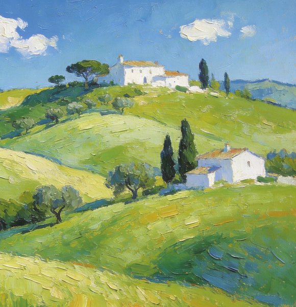 The Hills of Tuscany, Palette Knife Oil Paintings, Small Landscape Paintings, Original Oil Paintings, Landscape Canvas Paintings, Hand Painted Canvas Art-HomePaintingDecor