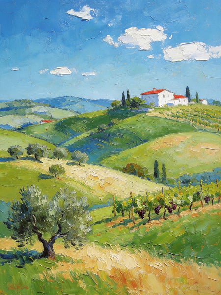 Canvas Paintings for Bedroom, Tranquil Tuscan Hills, Heavy Texture Artwork, Small Oil Paintings, Hand Painted Canvas Art, Original Landscape Paintings-HomePaintingDecor