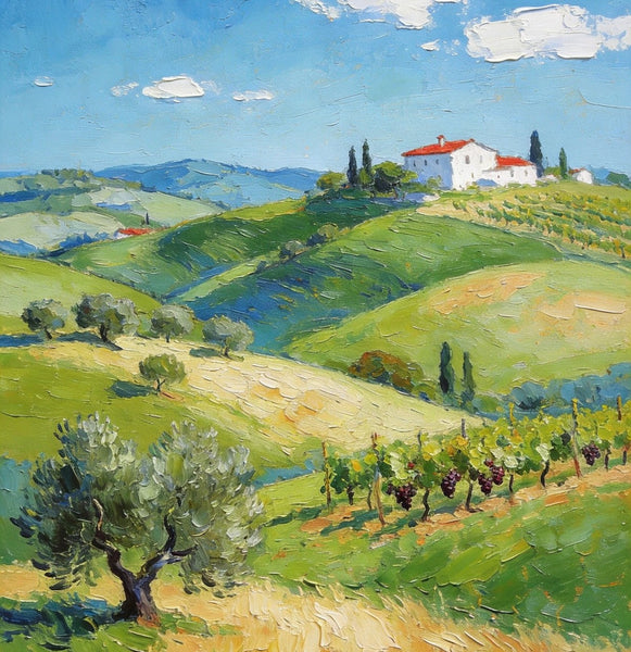 Canvas Paintings for Bedroom, Tranquil Tuscan Hills, Heavy Texture Artwork, Small Oil Paintings, Hand Painted Canvas Art, Original Landscape Paintings-HomePaintingDecor