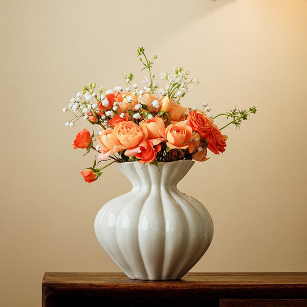 Handmade Water Holding Flower Vases, Porcelain Flower Vases, Modern Flower Vase Centerpiece on Table, Ceramic Bouquet Vases-HomePaintingDecor