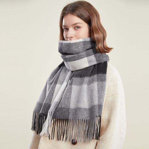 Soft Wool Scarf for women, Wool Scarf for Women, Plaid Winter Shawl, Christmas Holiday Gift, Evening Wrap, Large Winter Shawl, Elegant Shawl, Warm Cape, Winter Scarves-HomePaintingDecor