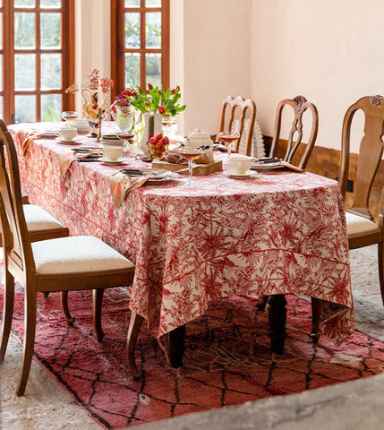 Modern Rectangle Tablecloth for Dining Room Table, Jungle Animals Leopard Parrot Pattern Tablecloth for Home Decoration, Large Square Tablecloth, Christmas Tablecloth-HomePaintingDecor