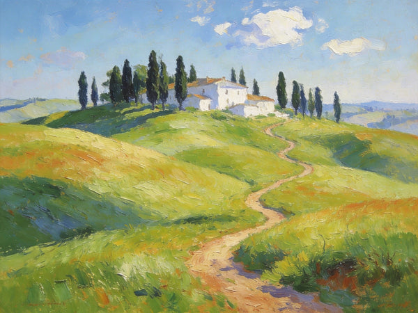 Idyllic Tuscan Countryside, Small Landscape Paintings on Canvas, Original Oil Paintings, Palette Knife Oil Paintings, Original Landscape Paintings, Hand Painted Canvas Artwork-HomePaintingDecor