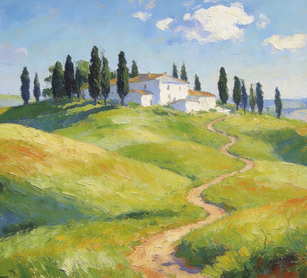 Idyllic Tuscan Countryside, Small Landscape Paintings on Canvas, Original Oil Paintings, Palette Knife Oil Paintings, Original Landscape Paintings, Hand Painted Canvas Artwork-HomePaintingDecor