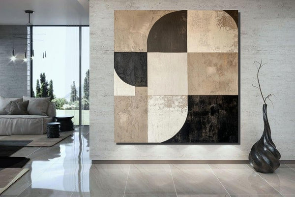 Large Painting on Canvas, Simple Modern Art, Bedroom Wall Art Paintings, Acrylic Abstract Paintings, Buy Abstract Painting Online, Black Abstract Paintings-HomePaintingDecor