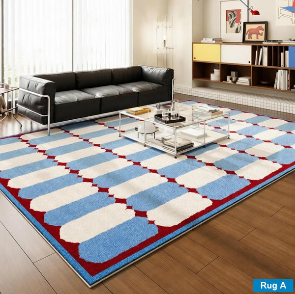 Living Room Rug Ideas, Mid Century Modern Rugs, Contemporary Modern Rugs for Dining Room, Bedroom Modern Floor Carpet, Blue Modern Rug Designs-HomePaintingDecor