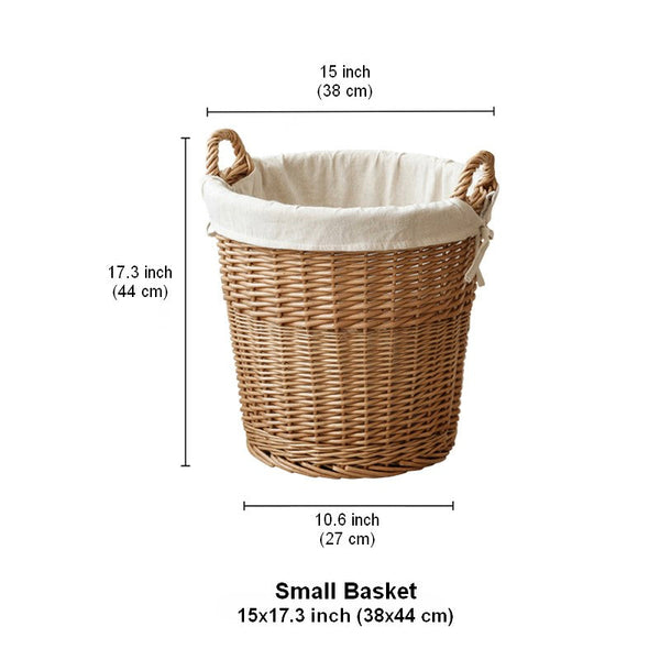 Large Food Storage Basket with Handle, Natural Hand-woven Wicker Storage Basket for Clothes, Willow Weaving Baskets for Clothes, Extra Large Kitchen Storage Baskets-HomePaintingDecor