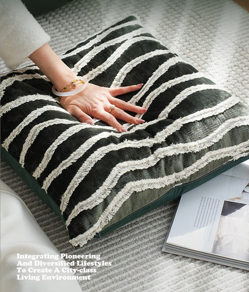 Large Simple Throw Pillow for Bedroom, Contemporary Pillows, Abstract Decorative Throw Pillows, Green Square Modern Throw Pillows for Couch-HomePaintingDecor