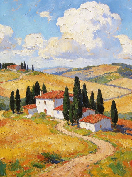 Canvas Paintings for Living Room, Tuscan Hillside Beauty, Small Original Paintings, Hand Painted Canvas Art, Landscape Oil Paintings-HomePaintingDecor