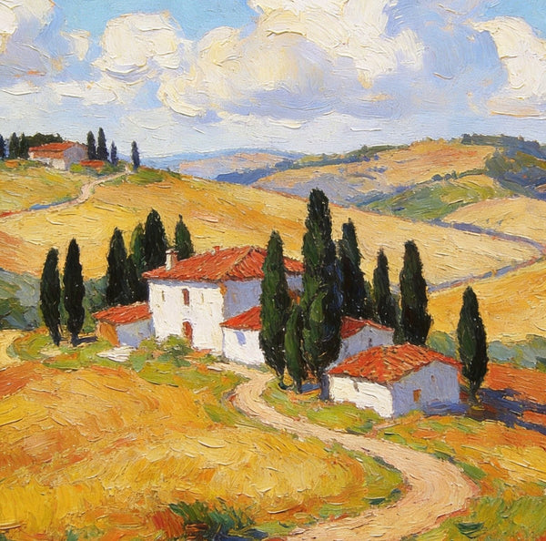 Canvas Paintings for Living Room, Tuscan Hillside Beauty, Small Original Paintings, Hand Painted Canvas Art, Landscape Oil Paintings-HomePaintingDecor