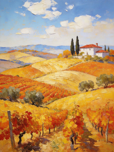Tranquil Tuscan Land, Landscape Oil Paintings, Small Original Paintings, Canvas Paintings for Bedroom, Hand Painted Canvas Art-HomePaintingDecor