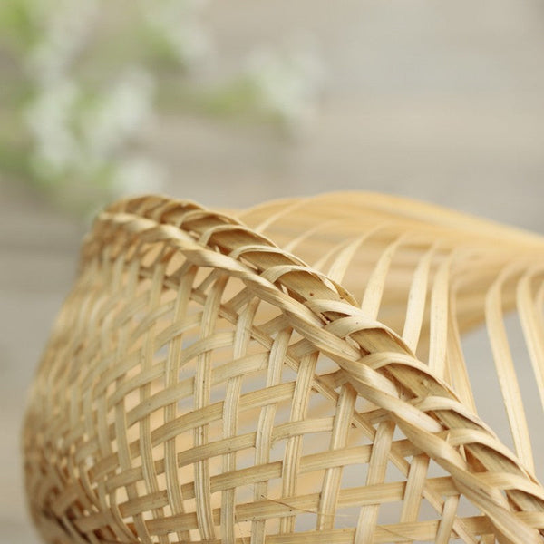Lovely Cute Picnic Food Basket, Bamboo Basket for Food, Natural Fruit Basket Kitchen Storage Baskets, Natural Hand-woven Bamboo Basket-HomePaintingDecor