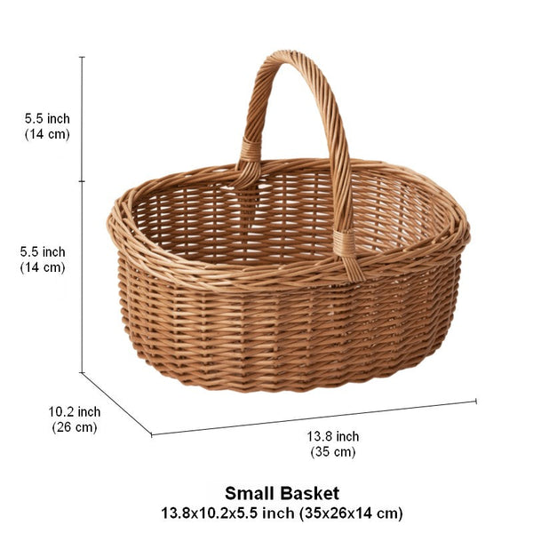 Lovely Willow Weaving Baskets for Vegetable, Large Picnic Food Basket with Handle, Natural Hand-woven Wicker Storage Basket, Natural Fruit Basket, Kitchen Storage Baskets-HomePaintingDecor