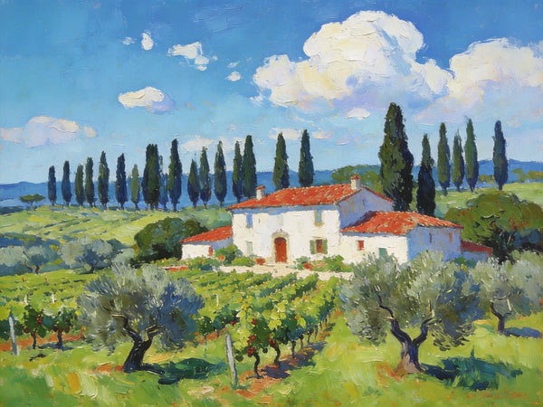 Landscape Canvas Paintings, Tuscan Landscape Delight, Original Landscape Paintings, Buy Paintings Online, Hand Painted Canvas Art-HomePaintingDecor