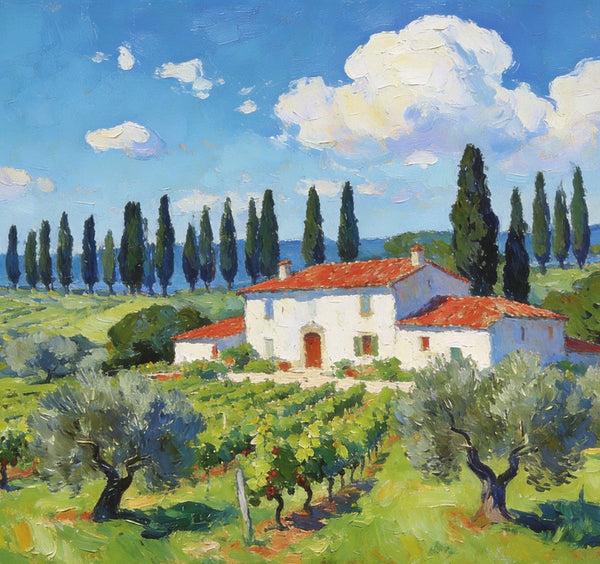 Landscape Canvas Paintings, Tuscan Landscape Delight, Original Landscape Paintings, Buy Paintings Online, Hand Painted Canvas Art-HomePaintingDecor