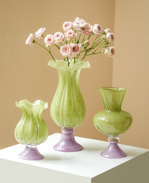 Modern Glass Vase for Flowers, Mid Century Glass Vases, Handmade Modern Vases for Living Room, Unique Decorative Glass Vase, Centerpiece Contemporary Vases on Table-HomePaintingDecor